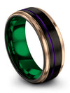 Tungsten Black Purple Promise Rings Female Dainty Wedding Bands Middle Finger - Charming Jewelers