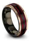 Guy Solid Black Wedding Band Tungsten Matching Band for Couples Engraved Ring - Charming Jewelers