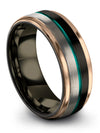Him and Girlfriend Tungsten Wedding Ring Tungsten Black Teal Band Engagement - Charming Jewelers