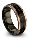 Wedding Ring for Couple Tungsten Black Band Men&#39;s Handmade Ring Cute Matching - Charming Jewelers
