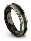 Rings Set for His Black Plated Wedding Tungsten Black and Teal Band Male - Charming Jewelers