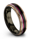 His and Husband Wedding Band Sets in Black Tungsten Carbide Rings Brushed - Charming Jewelers