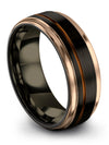 Unique Man Wedding Bands 8mm Copper Line Tungsten Band for Womans Wife an His - Charming Jewelers