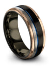 8mm Black Blue Anniversary Band for Female Woman Tungsten Wedding Band Couples - Charming Jewelers