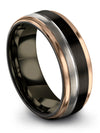 Guys Black Tungsten Carbide Promise Ring Wedding Bands Set for Him - Charming Jewelers