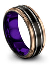 Plain Lady Wedding Ring Tungsten Black Grey Bands 8mm Ring for Guys - Charming Jewelers