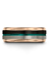 Tungsten Black Wedding Band for Female 8mm Man Tungsten Bands 8mm Second Line - Charming Jewelers