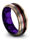 Tungsten Wedding Bands Tungsten Ring Natural Finish Large Step Flat Rings Black - Charming Jewelers
