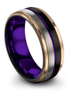 Matte Black Purple Ladies Wedding Rings 8mm Tungsten