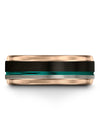 Female Wedding Bands Teal Line 8mm Black Tungsten Bands Promise Rings Boyfriend - Charming Jewelers