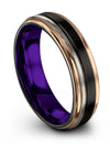 6mm Black Line Wedding Ring for Mens Tungsten Wedding Ring 6mm Black Metal Ring - Charming Jewelers