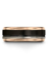 Woman Wedding Band Black Engravable Tungsten Wedding Ring Rings 8mm Set Black - Charming Jewelers