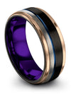 Black and Blue Wedding Rings Male Tungsten Promise Bands for Couples 8mm 9th - Charming Jewelers