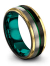 Lady Black Green Promise Rings Tungsten Black Matching Jewelry for Couples - Charming Jewelers