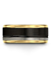 Black Woman Promise Band Sets Tungsten Black Solid Black Band Rings for Man - Charming Jewelers