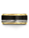 Black Wedding Ring Husband and Wife Engraved Tungsten Bands for Ladies - Charming Jewelers