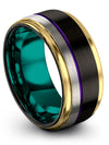 Black Woman Promise Band Sets Tungsten Black Purple Solid Black Band Rings - Charming Jewelers