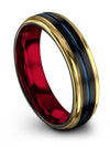 Woman 6mm Blue Line Wedding Bands Tungsten Ring Black Him Day Black Bands - Charming Jewelers