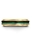 Female Anniversary Band Step Flat Black Rare Tungsten Bands Black and Green - Charming Jewelers