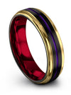 6mm Purple Line Promise Ring for Woman&#39;s Tungsten Wedding Ring Sets Simple Ring - Charming Jewelers