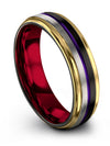 6th Wedding Anniversary Tungsten Ring for Men Black Purple Mid Bands Set Black - Charming Jewelers
