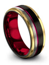 Wedding Rings Her and His Black Tungsten Wedding Band Sets for Wife and His - Charming Jewelers