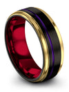Black Anniversary Ring for Guy Black Tungsten Band for Woman Pure Black Rings - Charming Jewelers