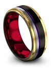 Black Plated Wedding Set Tungsten Wedding Band Black Purple Men Black Purple - Charming Jewelers