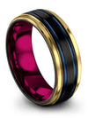 Male Black Blue Promise Band Tungsten Ring for Scratch Resistant Shinto Black - Charming Jewelers