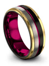 Wedding Ring Step Flat Guys Ring Tungsten Engraved Tungsten Carbide Ring 8mm - Charming Jewelers