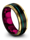 Wedding Bands Sets for Girlfriend and Husband Black and Teal Wedding Band - Charming Jewelers