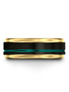 Teal Line Wedding Ring Tungsten Ring for Mens 8mm Black Jewelry Guy Black - Charming Jewelers