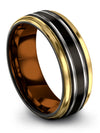 Tungsten His and Him Anniversary Ring Black Tungsten Carbide 8mm Men Custom - Charming Jewelers