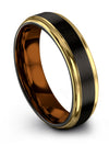 Black Wedding Band for Ladies 6mm Men&#39;s Wedding Rings Black and Tungsten - Charming Jewelers