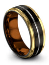 Band Wedding Band Man Tungsten Band Couples Set 8mm 6 Year Black Grey - Charming Jewelers