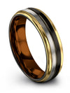 Men&#39;s Wedding Ring Black and Gunmetal 6mm Woman&#39;s Tungsten Wedding Bands Black - Charming Jewelers