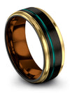 Wedding Ring Sets Wife and Boyfriend Womans Black Teal Tungsten Wedding Ring - Charming Jewelers