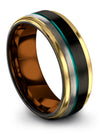Male Wedding Bands Step Flat Brushed Black Tungsten Bands Rings Set Engagement - Charming Jewelers