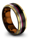 Male 8mm 65 Year Wedding Ring Male Wedding Rings Black and Tungsten Womans - Charming Jewelers