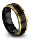Guys Slim Wedding Bands Tungsten Ring Engraved Black Bands Engraved Womans - Charming Jewelers