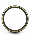 Black Plain Wedding Rings Wedding Bands Lady Tungsten Step Flat Promise Rings - Charming Jewelers