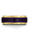 Modern Anniversary Band Tungsten Ring 8mm Guy Couple Jewelry Black and Purple - Charming Jewelers