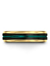 Male Tungsten Wedding Rings Sets Tungsten Band for Men Black Teal Black Ring - Charming Jewelers