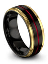 8mm Black Line Band Tungsten Bands Engagement Ring for Guy Black Gift - Charming Jewelers