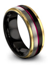 Bands Couple Wedding Tungsten Bands Step Flat Matching Engagement Guy Bands - Charming Jewelers