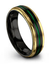 6mm Green Line Promise Rings for Woman&#39;s Tungsten Band for Female Muslim 6mm - Charming Jewelers