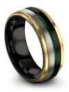 Matching Black Green Promise Rings Male Wedding Ring Tungsten His and Husband - Charming Jewelers