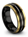 8mm Black Line Band Tungsten Bands Engagement Ring for Guy