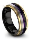 Boyfriend and Him Wedding Bands Tungsten Rings for Woman&#39;s Step Flat Black - Charming Jewelers