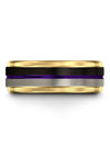 8mm Purple Line Bands for Couples Tungsten Black Purple Band Simple Promise - Charming Jewelers